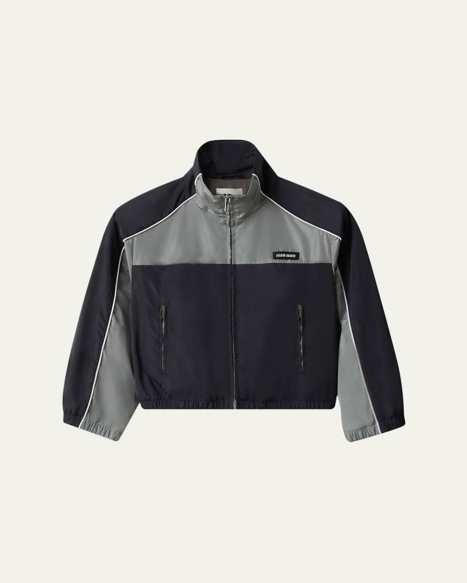 Cropped Technical Silk Colorblock Jacket
